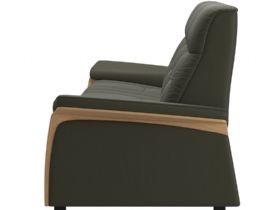 Stressless Mary 3 Seater 3 Power Sofa in Paloma Dark Olive with Oak Stain