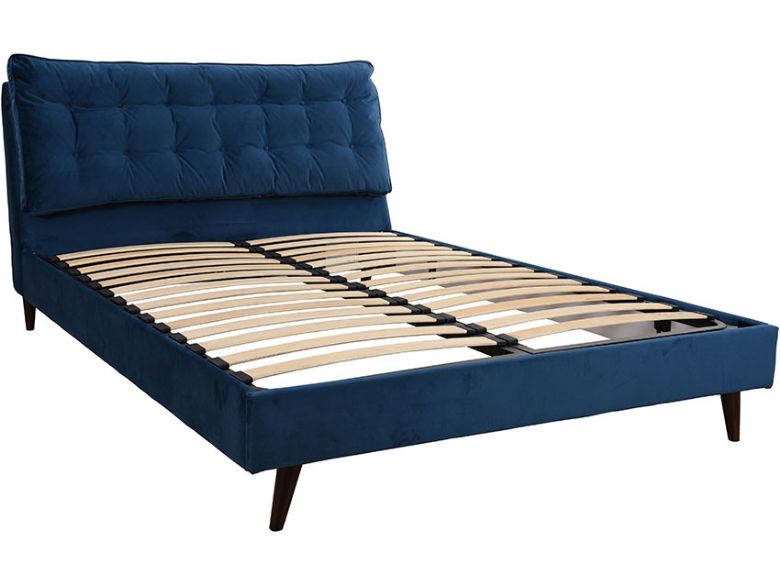 Harlow blue fabric double bed