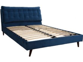 Harlow blue fabric double bed