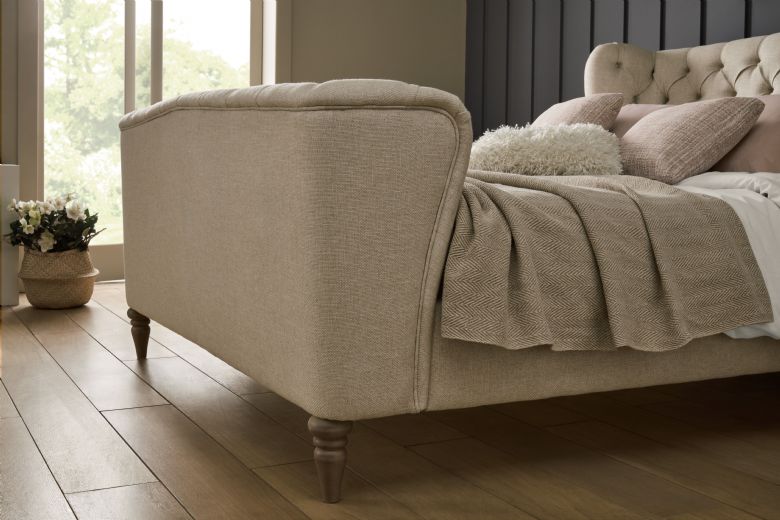 Cheltenham neutral coloured bed with button detail