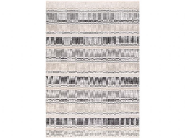 Dalia striped grey outdoor rug available at Lee Longlands