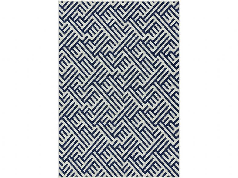 Hosta blue patterned outdoor rug