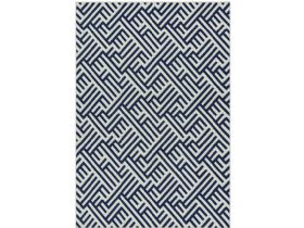 Hosta blue and white geometric rug