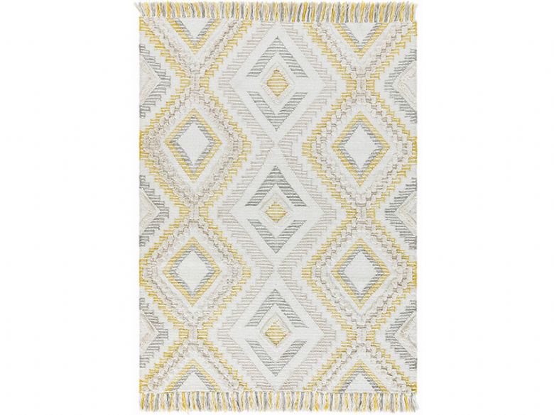Fern grey and mustard rug geometric