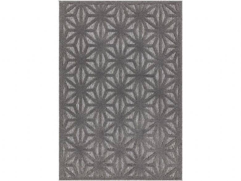 Periwinkle geometric outdoor rug available at Lee Longlands