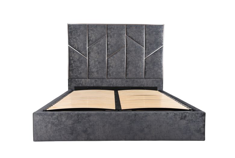Caspian art deco style grey double bed frame