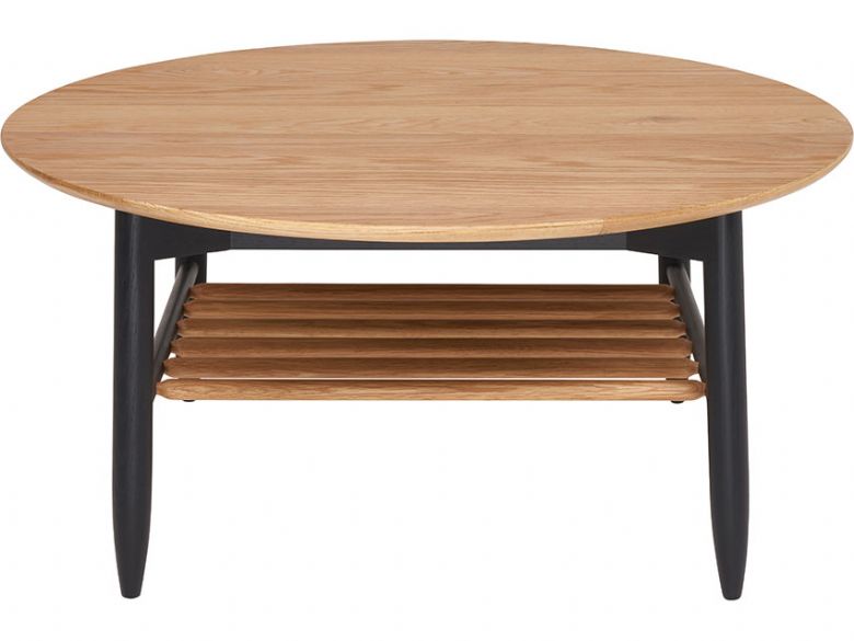 Ercol Monza oak round coffee table available at Lee Longlands