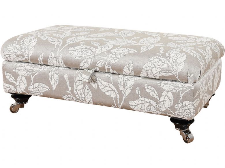 Alstons Emma patterned fabric grey storage stool