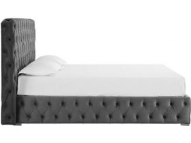 Mila grey double bedframe with button detail