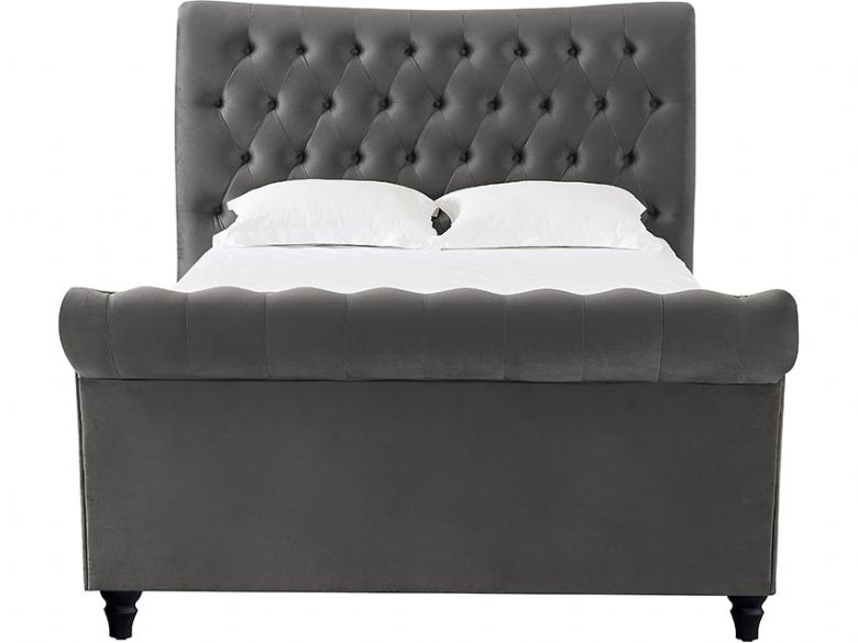 Hazel grey buttoned ottoman double bed frame