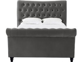 Hazel grey buttoned ottoman double bed frame