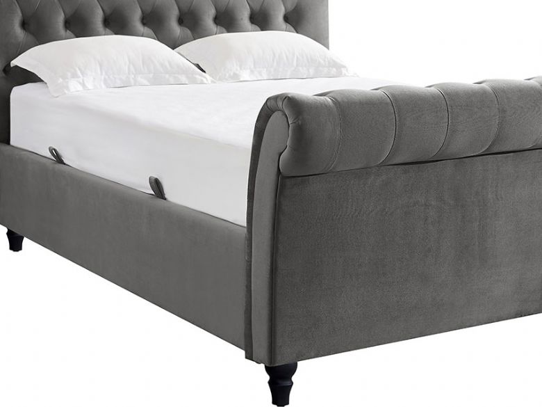Hazel scroll back ottoman bed with button detail