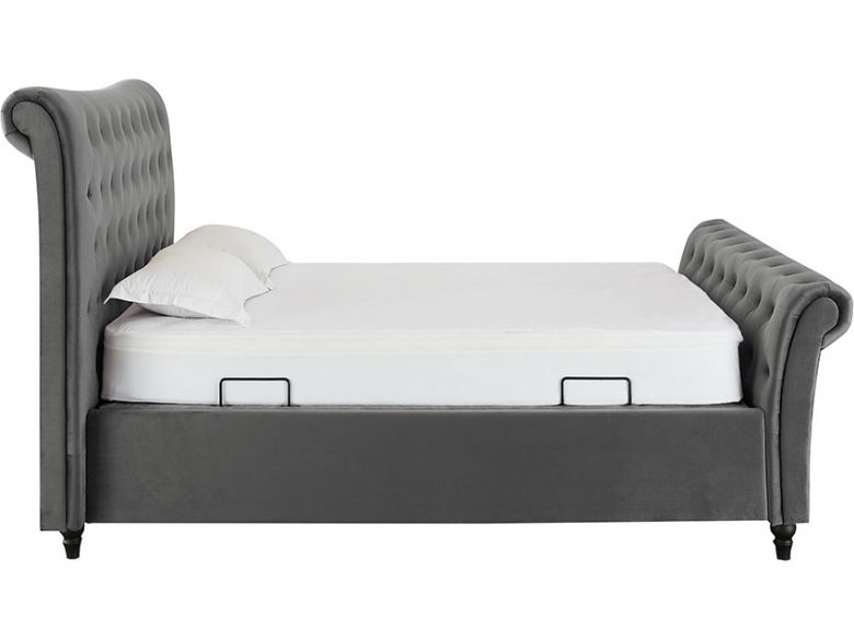 Hazel super king grey sleigh bed with ottoman storage