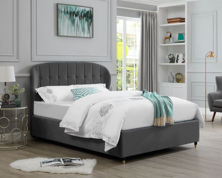 Paisley grey ottoman double bed frame available at Lee Longlands