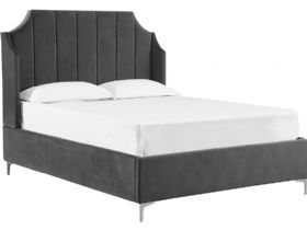 Deco grey Art deco style super king bed frame with ottoman storage available at Lee Longlands