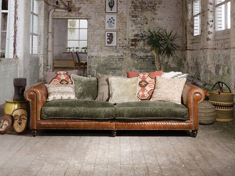 Tetrad Constable leather and fabric grand sofa
