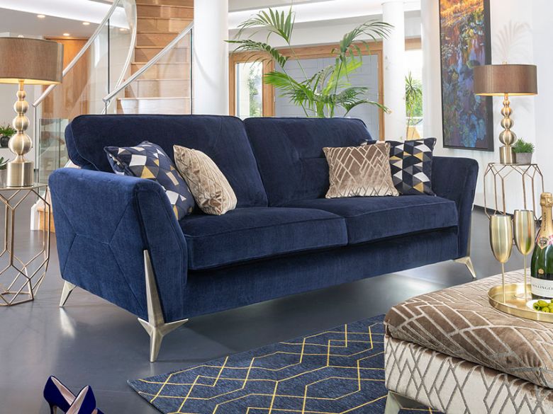 Eros 3 Seater fabric sofa in blue at Lee Longlands