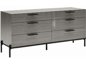 Sotomura grey modern 6 drawer wide chest available at Lee Longlands