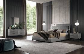 Sotomura contemporary grey bedframe available at Lee Longlands