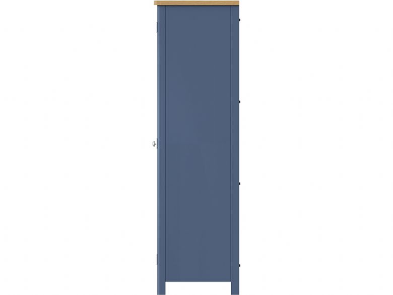 Broadway 2 door full hanging wardrobe in blue, with oak tops and metal handles