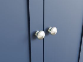 Broadway 2 door full hanging wardrobe in blue, with oak tops and metal handles