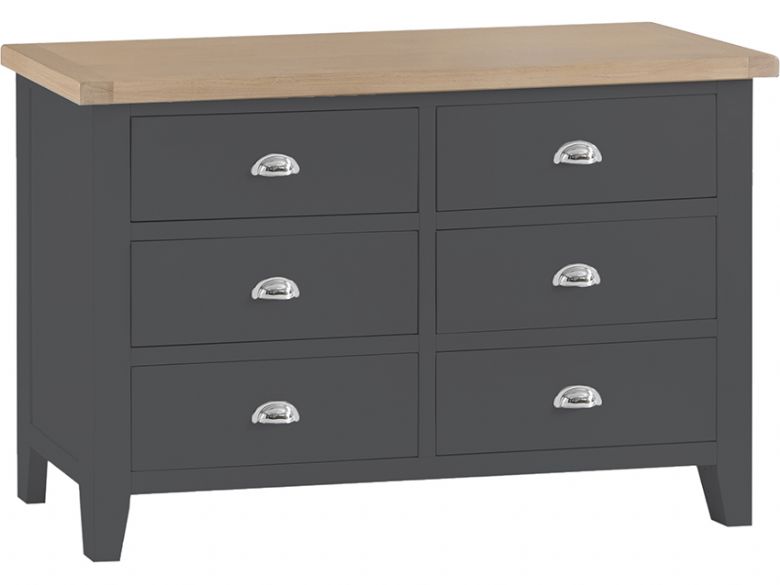 Charlbury grey farmhouse style 6 drawer chest available at Lee Longlands