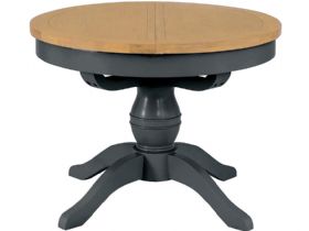 Charlbury round grey extending butterfly table available at Lee Longlands