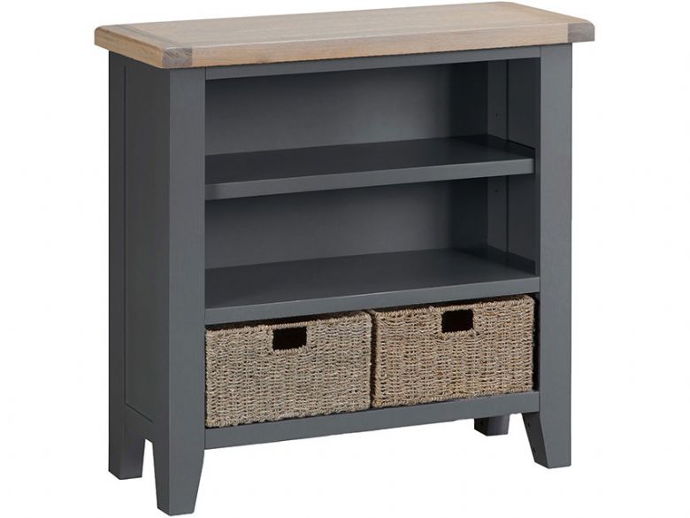 Charlbury small wide grey bookcase available at Lee Longlands