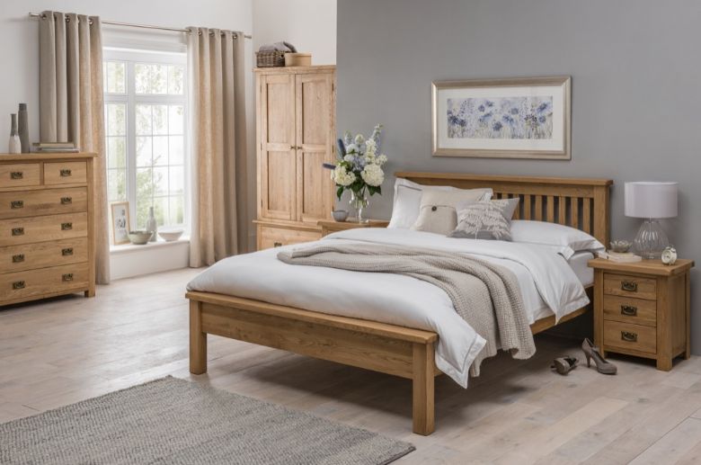 Hemingford oak Bedroom king Low End Bed available at Lee Longlands