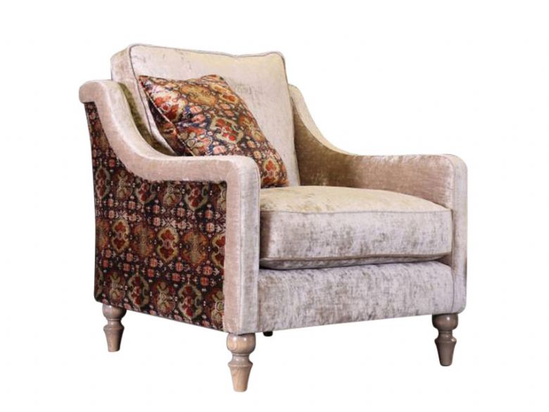 Bardot CHAMPAGNE Fabric snuggler chair available at Lee Longlands