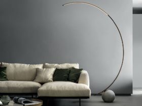 Circle light metal and concrete floor lamp available at Lee Longlands