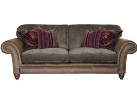 Carnegie 3 Seater Leather & Fabric Sofa - Quick Ship