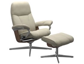 Stressless Consul Medium Cross Base Chair & Stool