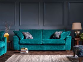 Madison 3 seater sofa aqua blue fabric sofa available at Lee Longlands