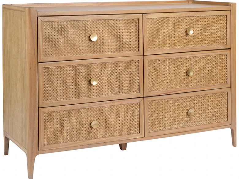 Java oak woven 6 drawer wide chest available at Lee Longlnads