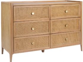 Java oak woven 6 drawer wide chest available at Lee Longlnads
