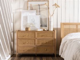Java oak woven 6 drawer chest available at Lee Longlnads