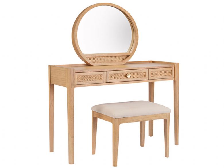Java oak woven vanity table mirror available at Lee Longlnads