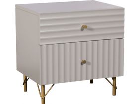 Amari white striped linear bedside table available at Lee Longlands
