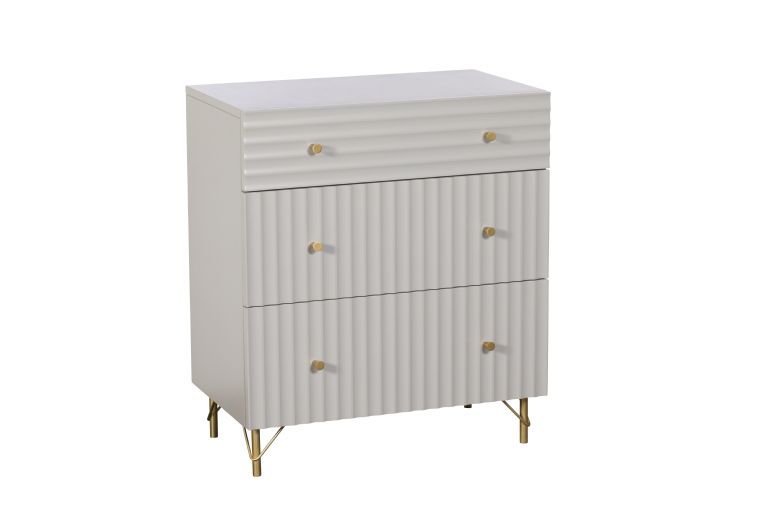 Amari white striped chest of drawers available at Lee Longlands