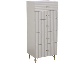 Amari white striped 5 chest of drawers available at Lee Longlands