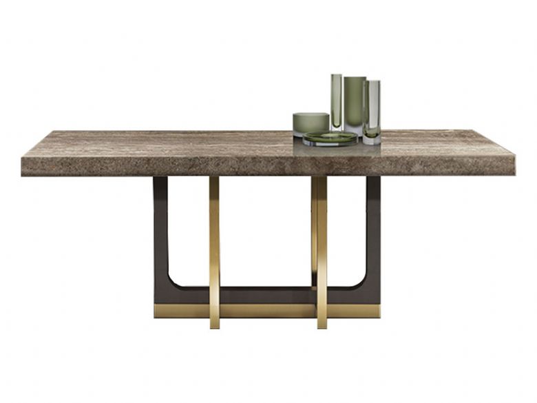 Ezra Stone and Brass dinning table available at Lee Longlands