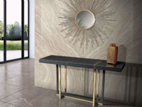 Ezra Marble and Brass console table available at Lee Longlands