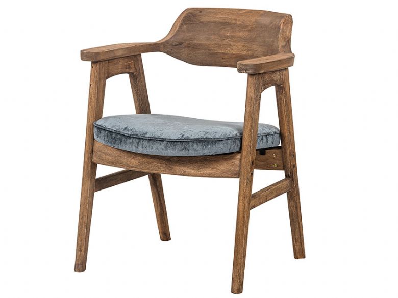 Heston reclaimed pine dining chair with armrest available at Lee Longlands
