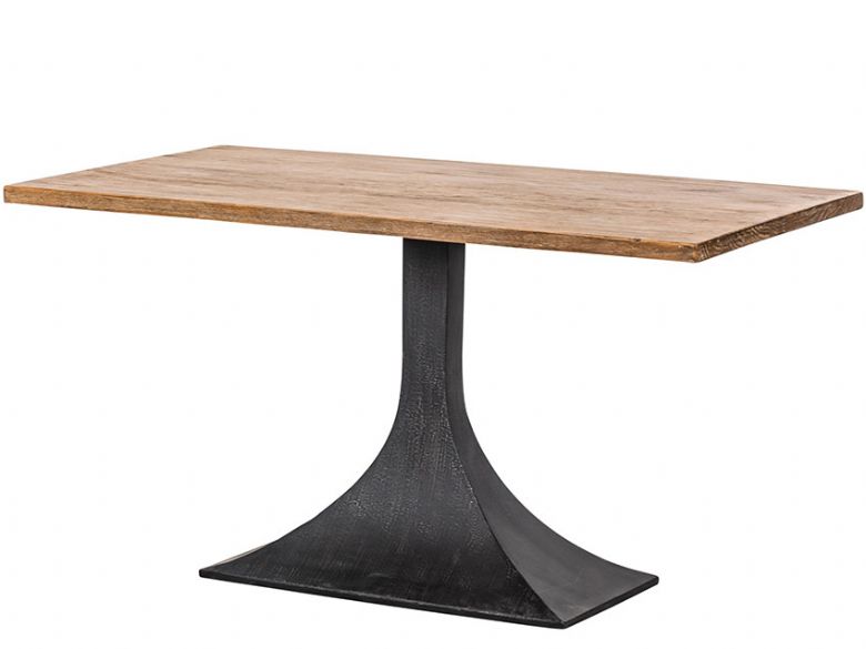 Aero reclaimed wood and black iron dining table available at Lee Longlands