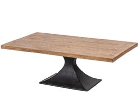 Aero reclaimed wood and black iron coffee table available at Lee Longlands