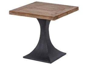 Aero reclaimed wood and black iron side table available at Lee Longlands