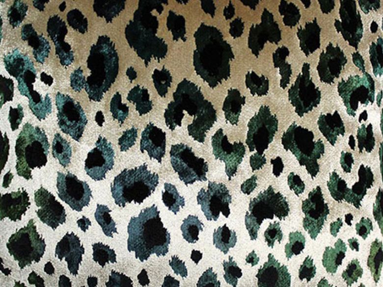 Scatterbox Nirvana Green leopard print velvet pillow available at Lee Longlands