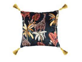 Simone Navy Coral animal pattern pillow available at Lee Longlands