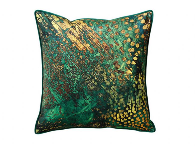 Zafron - soft velvet Green Cushion available at Lee Longlands